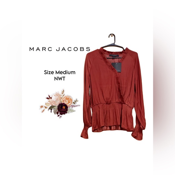 🍁 Marc New York by Andrew Marc Peplum Blouse – Chili Oil – Size Medium – NWT - Picture 1 of 3